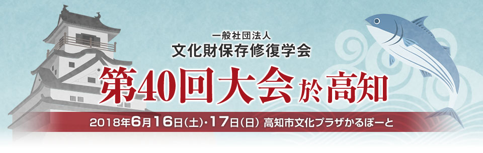 一般社団法人 文化財保存修復学会 第40回大会於高知 2018年6月16日(土)/6月17日(日) 高知市文化プラザ かるぽーと